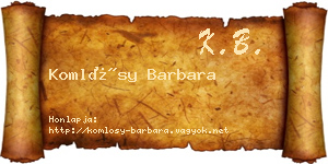 Komlósy Barbara névjegykártya
