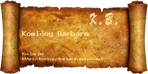 Komlósy Barbara névjegykártya